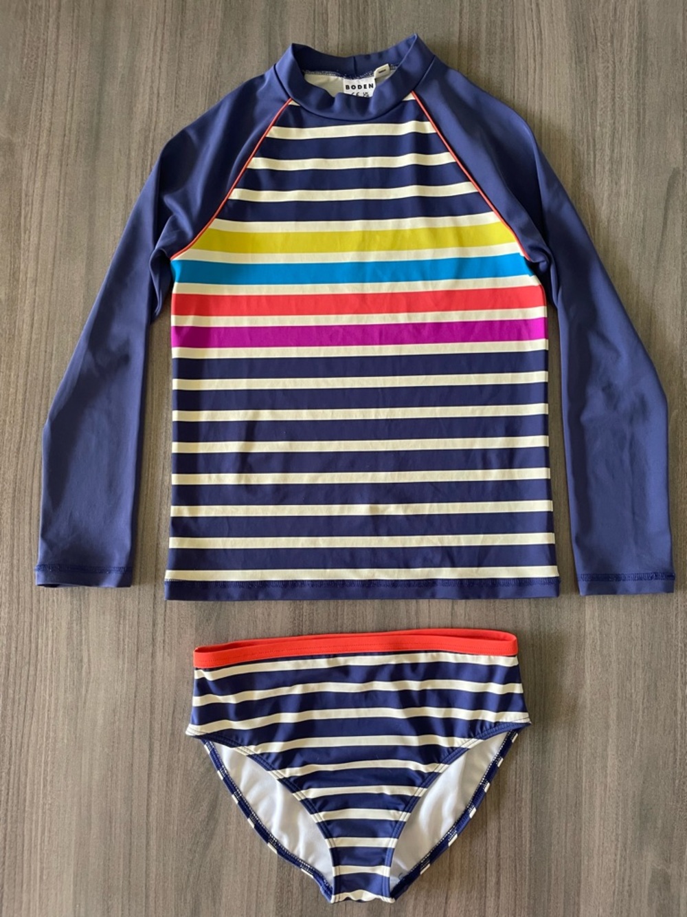 Mini Boden Girls 2-Piece Rash Guard Swim Set Size 9-10Y